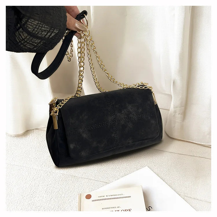 Vintage Chain Crossbody Bag - Women's Large Capacity Shoulder Bag