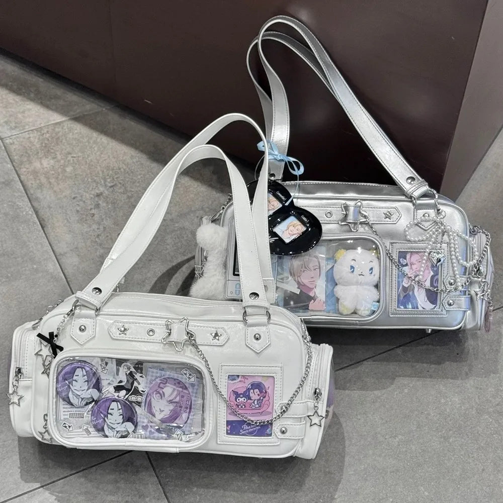 Transparent Ita Bag – Y2K Harajuku Star Chain Crossbody Shoulder Bag