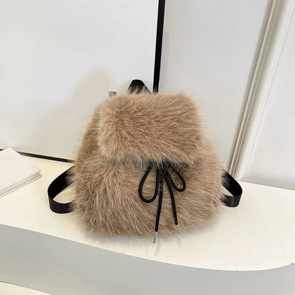 Soft Plush Furry Mini Backpack for Women – Cozy Winter Shoulder Bag
