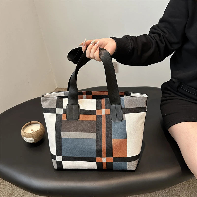 Checkered Tote Bag for Women – Plaid Shoulder Commuter Handbag