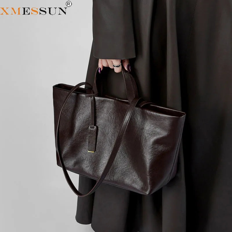 Large Capacity Leather Tote Shoulder Bag for Women