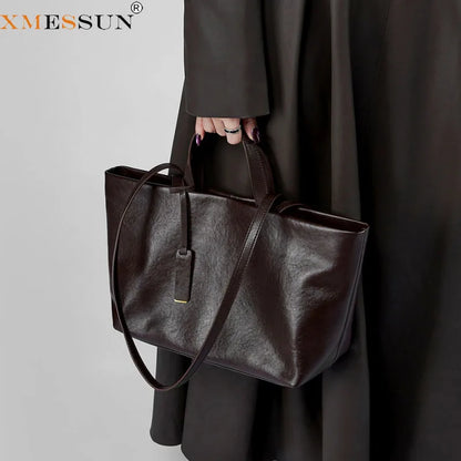 Large Capacity Leather Tote Shoulder Bag for Women