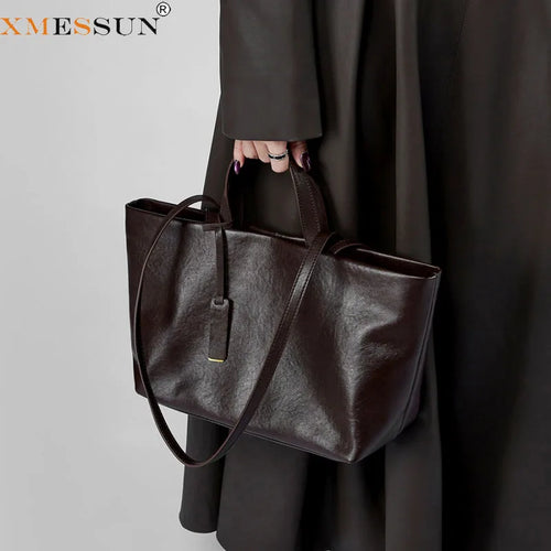 Large Capacity Leather Tote Shoulder Bag for Women