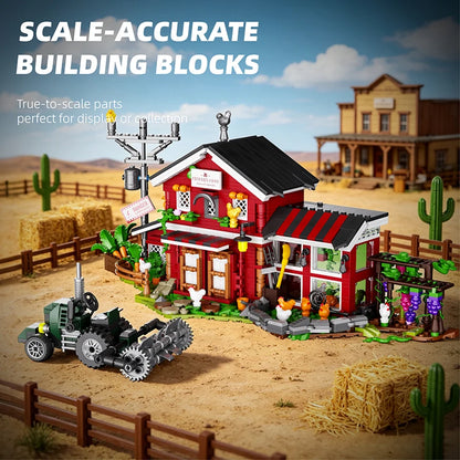Western Ranch Building Blocks Set – Windmill Stable MOC 1142/1359pcs