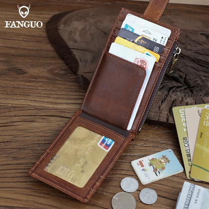 Genuine Leather Card Holder Wallet for Men – Large Capacity