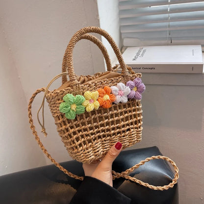 Straw Woven Shoulder Bag – Women's Summer Flower Handbag