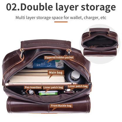 Men's Leather Business Crossbody Bag – Large Capacity Shoulder Bag