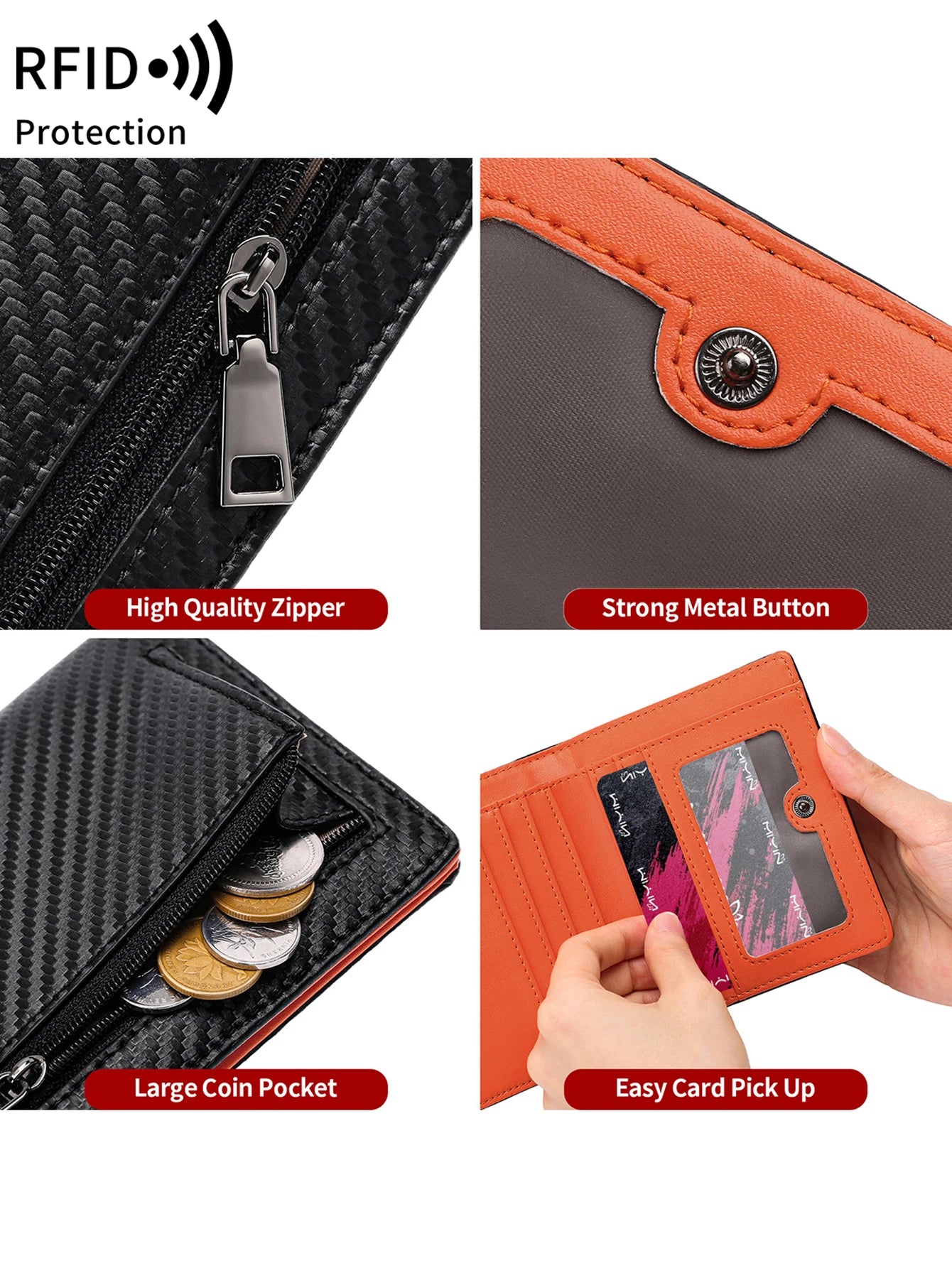 RFID Blocking Carbon Fiber Bifold Wallet for Men