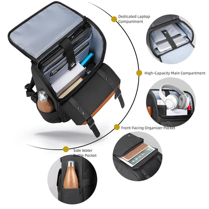 Vintage 17.3" Laptop Backpack for Men – Anti-Theft Business Bag