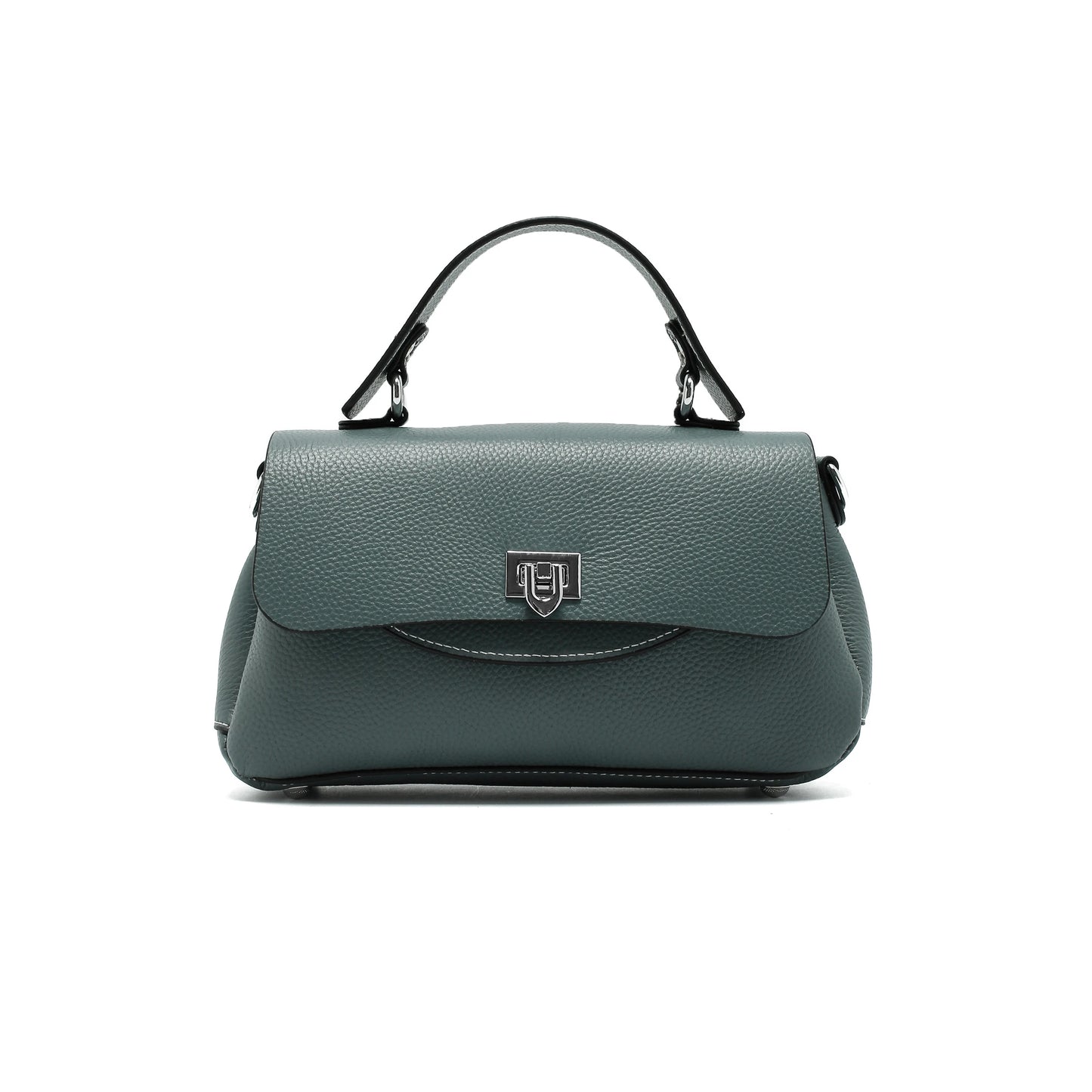 Genuine Leather Mini Satchel Bag for Women – Top Handle Crossbody with Lock Closure