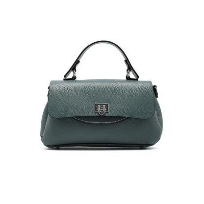 Genuine Leather Mini Satchel Bag for Women – Top Handle Crossbody with Lock Closure