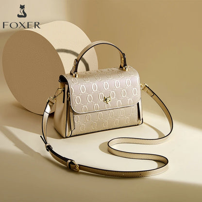Foxer Lady S Handbag Split Leather Shoulder Bag Light Luxury Crossbody Vintage Commute Female
