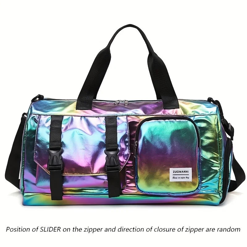 Women's Large Capacity Nylon Travel Duffel Bag with Shoe Compartment