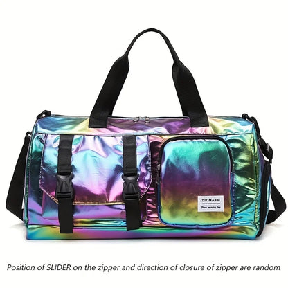 Women's Large Capacity Nylon Travel Duffel Bag with Shoe Compartment