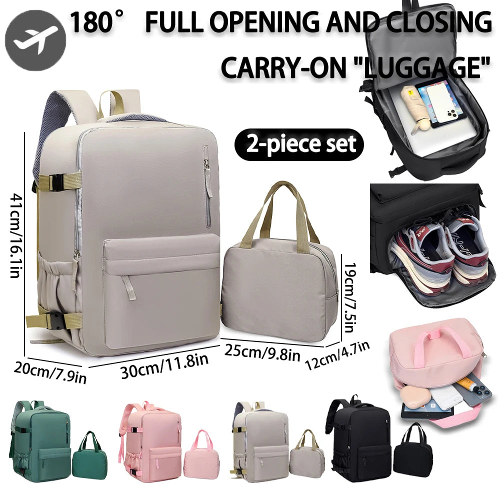 Large Travel Backpack Set with Tote Bag – 40L Carry-On Luggage Bag