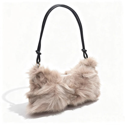 Real Fox Fur Woman Ladies Crossbody Bags Designer Luxury Handbags Women Handbag Shoulder Bag Fuzzy