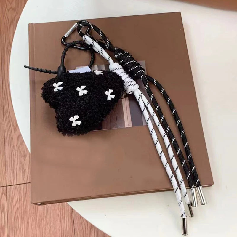 Plush Mini Bag Keychain – Cute Braided Rope Bag Charm Pendant