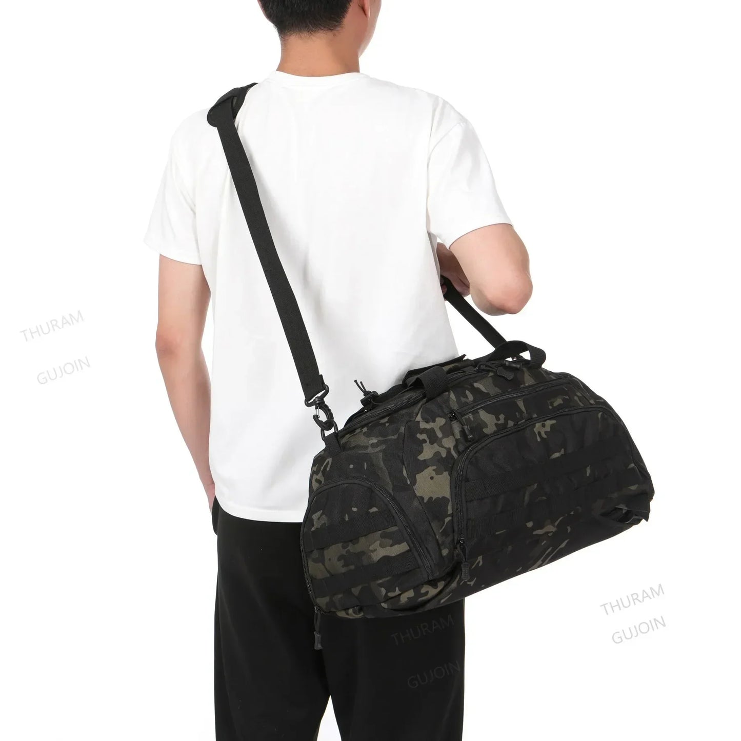 3-in-1 Tactical Gym Bag with Shoe Compartment – Backpack, Duffel & Sling