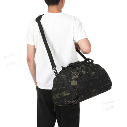 3-in-1 Tactical Gym Bag with Shoe Compartment – Backpack, Duffel & Sling