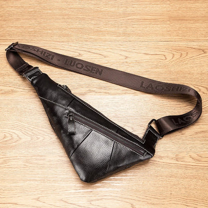 Genuine Leather Men's Triangle Sling Chest Bag – Retro Mini
