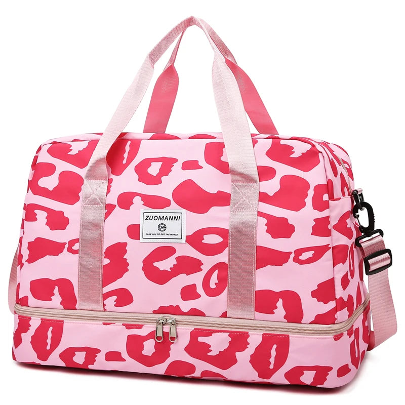 Animal Print Nylon Weekender Bag – Large Capacity Travel Duffel for Women