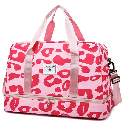 Animal Print Nylon Weekender Bag – Large Capacity Travel Duffel for Women
