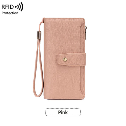 RFID Blocking Large Capacity Leather Wallet for Women