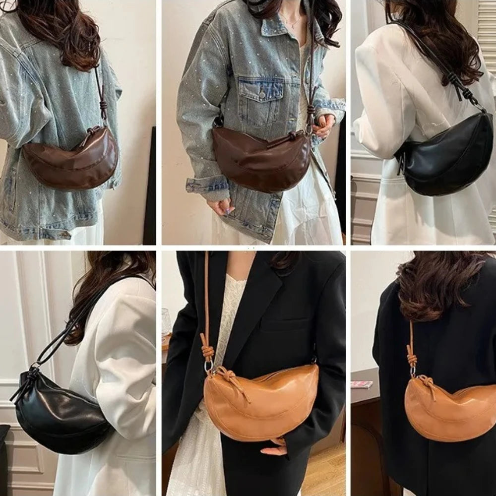 Women's Dumpling Crossbody Bag – Soft PU Leather Shoulder Bag