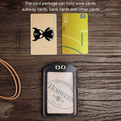 Horween Leather ID Badge Holder with Lanyard