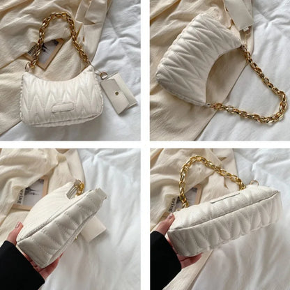 Quilted Ruched Crescent Bag Chain Shoulder Bag Women S Handbag Coin Purse Summer Every Day