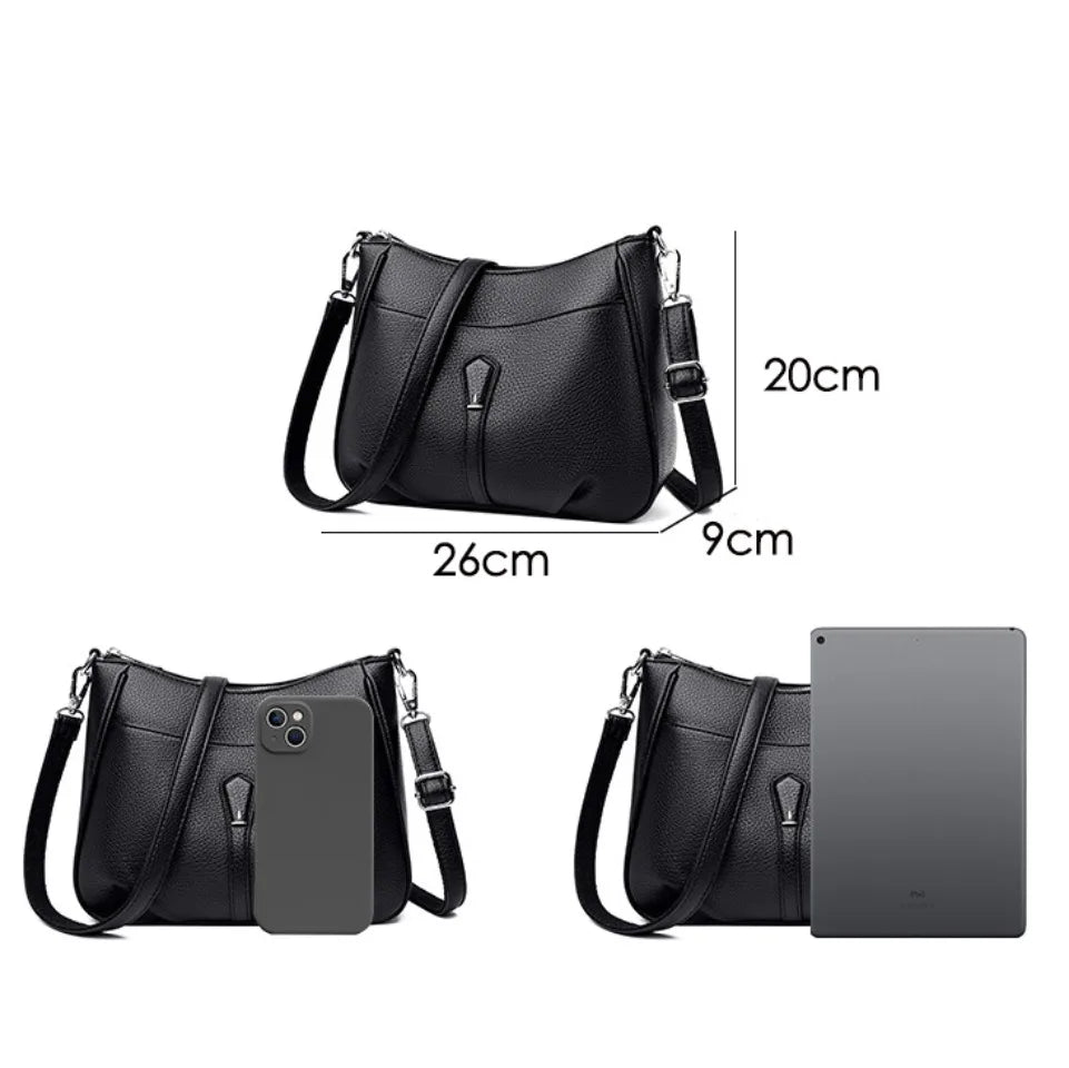 Roomy Soft Leather Crossbody Bag for Women – Classic Shoulder Purse