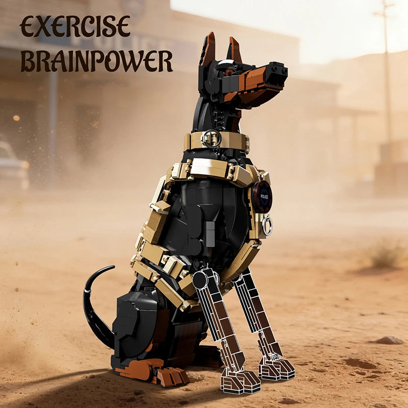 Doberman Police Dog Building Blocks Set – DIY Animal Brick Model