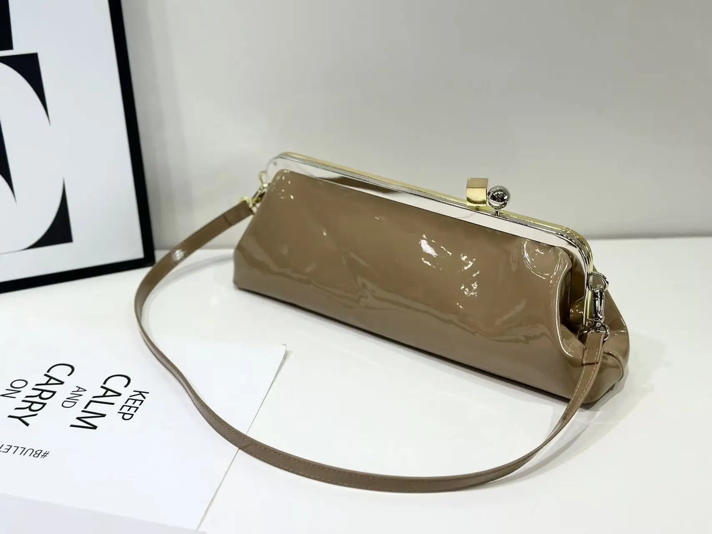Style Hardware Clip Bag French Women S Pu Leather Single Shoulder Cross-Body Casual Handbag