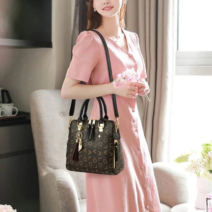 Women's Luxury PU Leather Top-Handle Handbag with Crossbody Strap