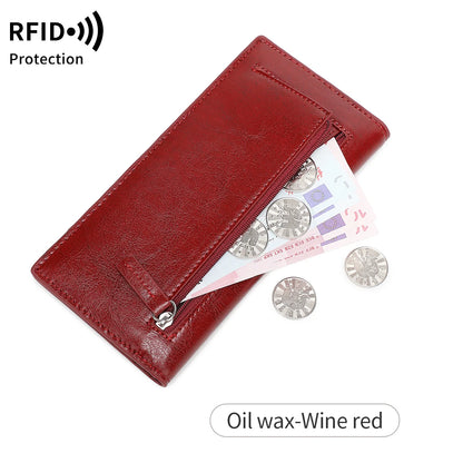 RFID Blocking Slim Bifold Wallet for Women with Zipper Coin Pocket