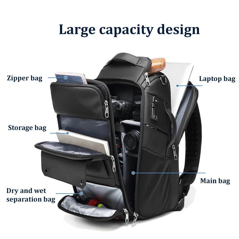 Professional SLR Camera Backpack 40L – 17" Laptop, Tripod Holder, Anti-Theft