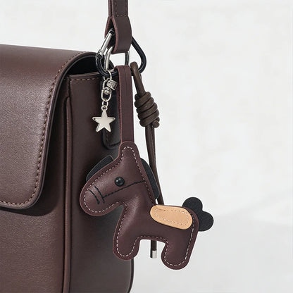 PU Leather Horse Keychain Bag Charm with Rope