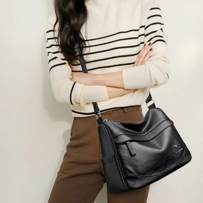 Crossbody Bag for Women – Soft PU Leather Shoulder Bag, 2-Layer