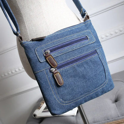 Vintage Denim Crossbody Bag for Women