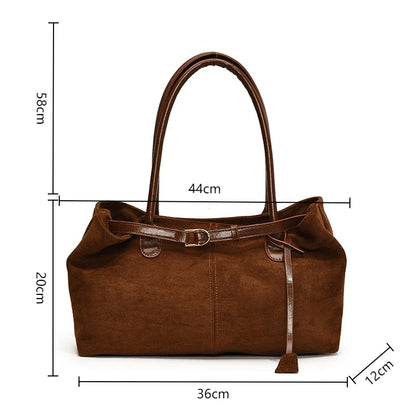 Women's Suede Tote Bag – Large Capacity Shoulder Bag