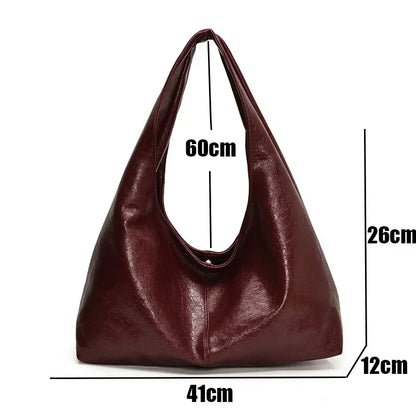 Large Capacity PU Leather Hobo Shoulder Bag for Women