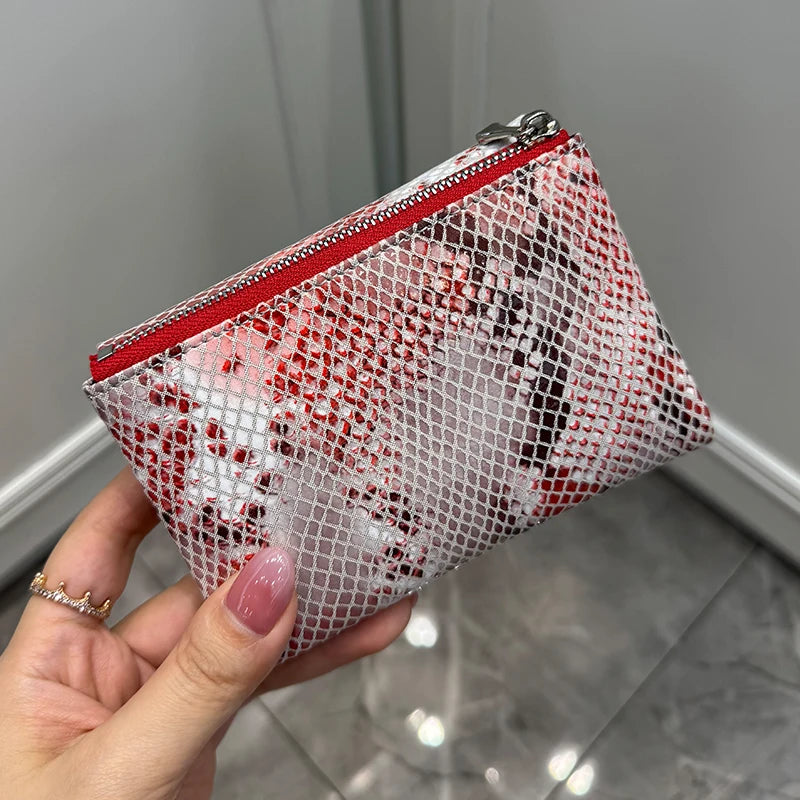 Snake Pattern Leather Women's Short Wallet – Trendy Clutch Purse