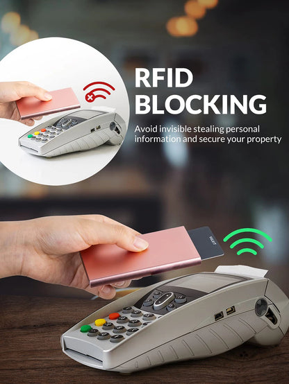 RFID Blocking Aluminum Card Holder with Auto Pop-Up
