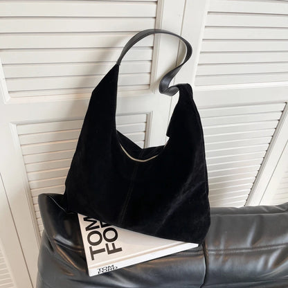 Suede Leather Hobo Shoulder Bag for Women