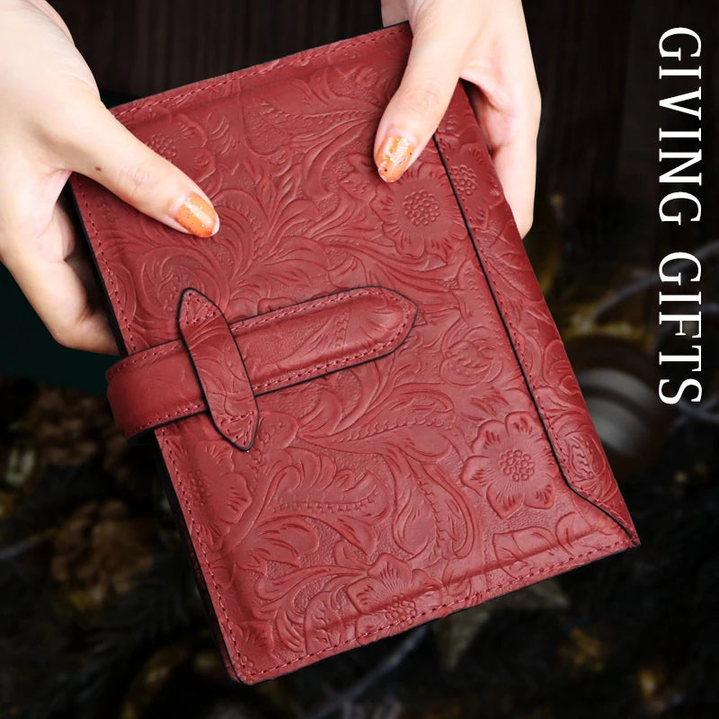 Genuine Leather A6 Notebook Planner – Embossed Journal Organizer