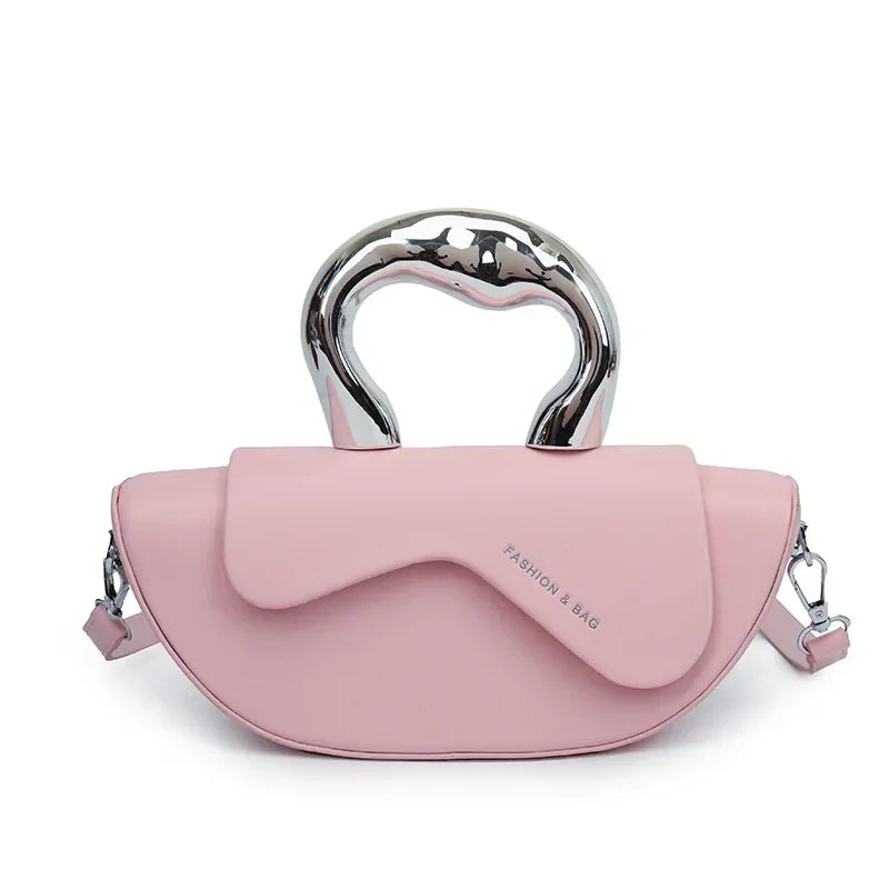 Sculptural Handle Shoulder Bag – Women's PU Leather Crossbody