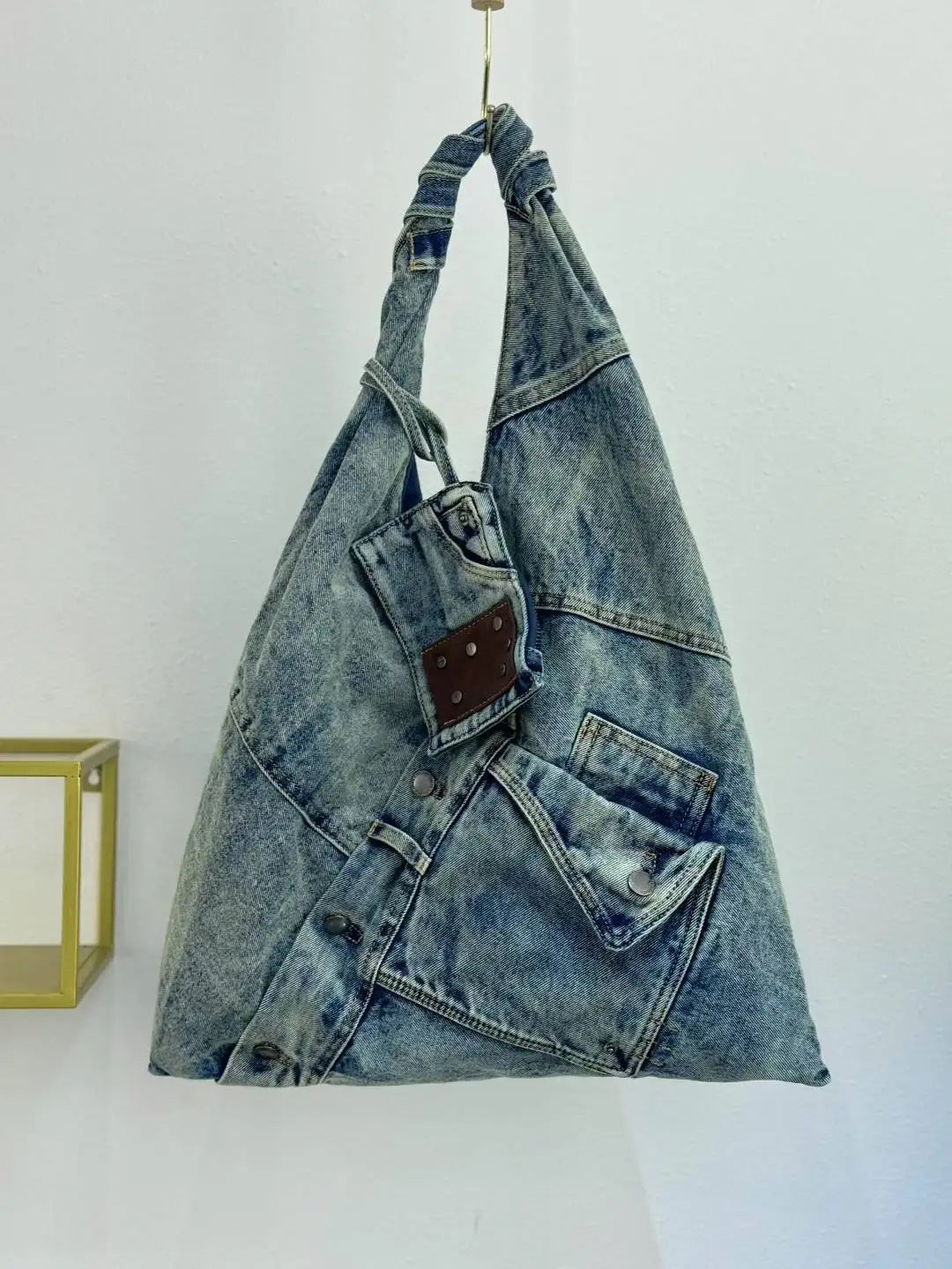 Washed Denim Women Handbags Y2k Chian Shoulder Bags Female Simple Large Capacity Student Ladies Big