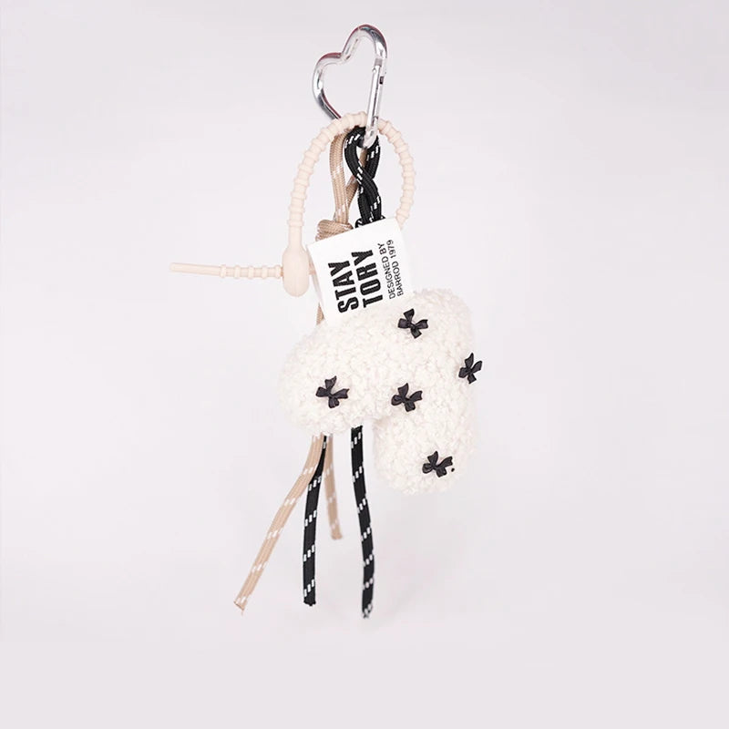 Plush Bow Keychain – Y2K Bag Charm & Car Key Pendant