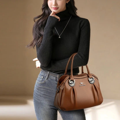 Soft PU Leather Handbag for Women – 3-Layer Shoulder & Crossbody Bag