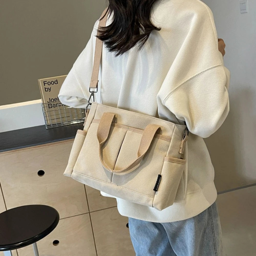 Canvas Tote Bag Women's Large Capacity Crossbody Handbag